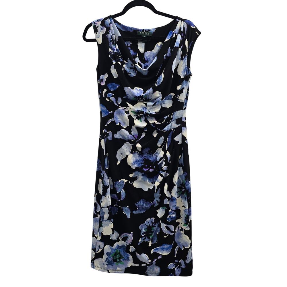 Lauren Ralph Lauren Dress Womens 8 Sleeveless Midi Cowl Neck Floral Work Career